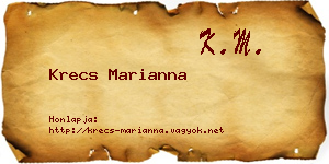 Krecs Marianna névjegykártya